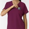 Wink Women’s Women’s Drop Shoulder Tunic Scrub Top(Wine)