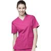WonderWink womens Origins Bravo V-Neck Top, Hot Pink, Small