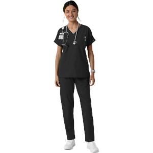 Wink Women’s Women’s Drop Shoulder Tunic Scrub Top(Black)
