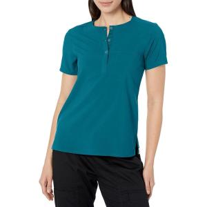 WonderWink Womens Mandarin Collar Tuck-in Top(Caribbean Blue)