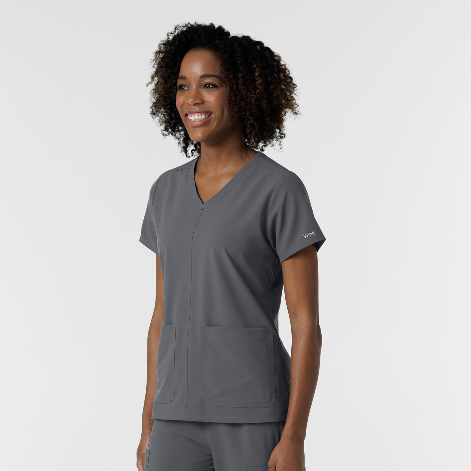 imageWink NURTUR Scrubs for Women VNeck Scrub Top Pewter XL