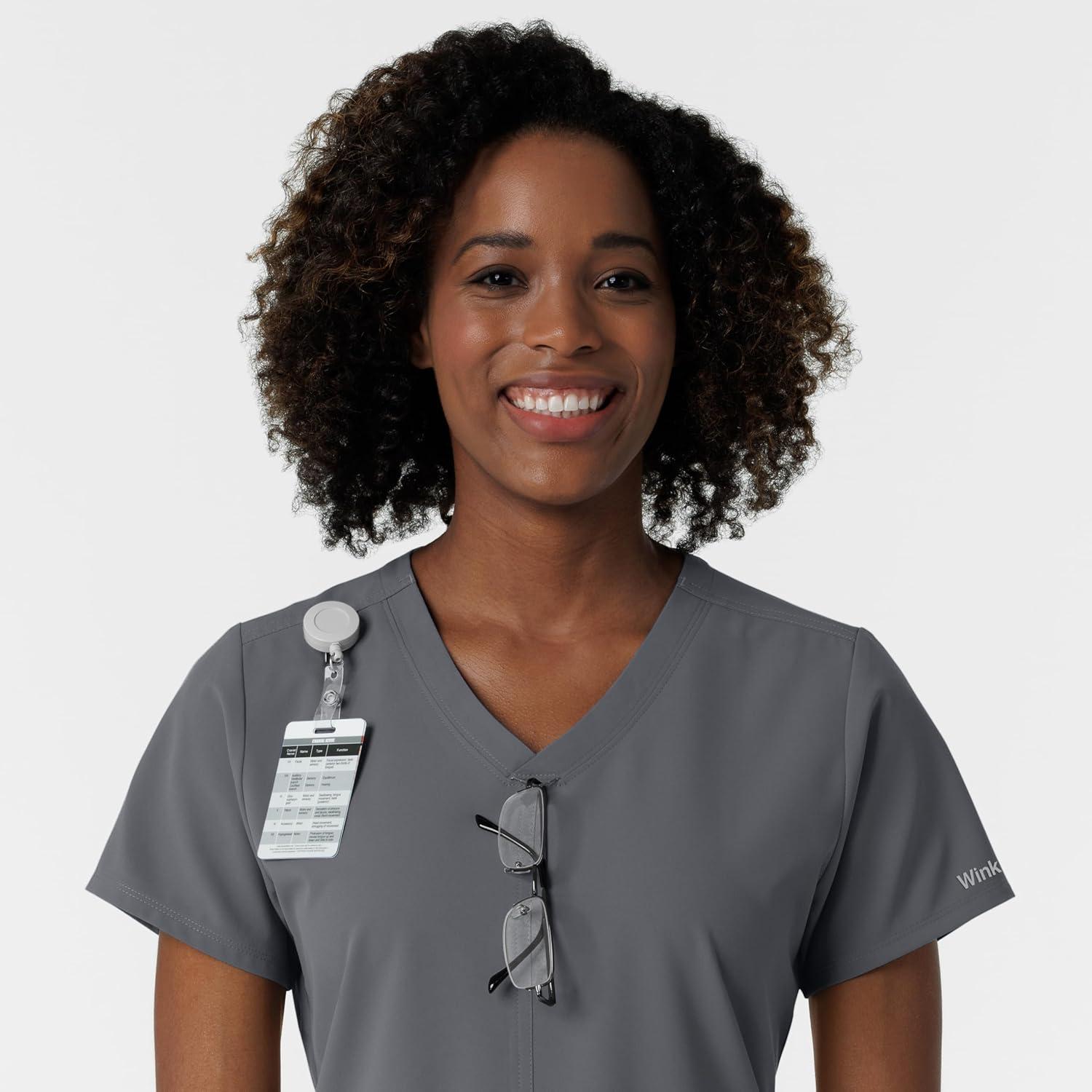 imageWink NURTUR Scrubs for Women VNeck Scrub Top Pewter XL
