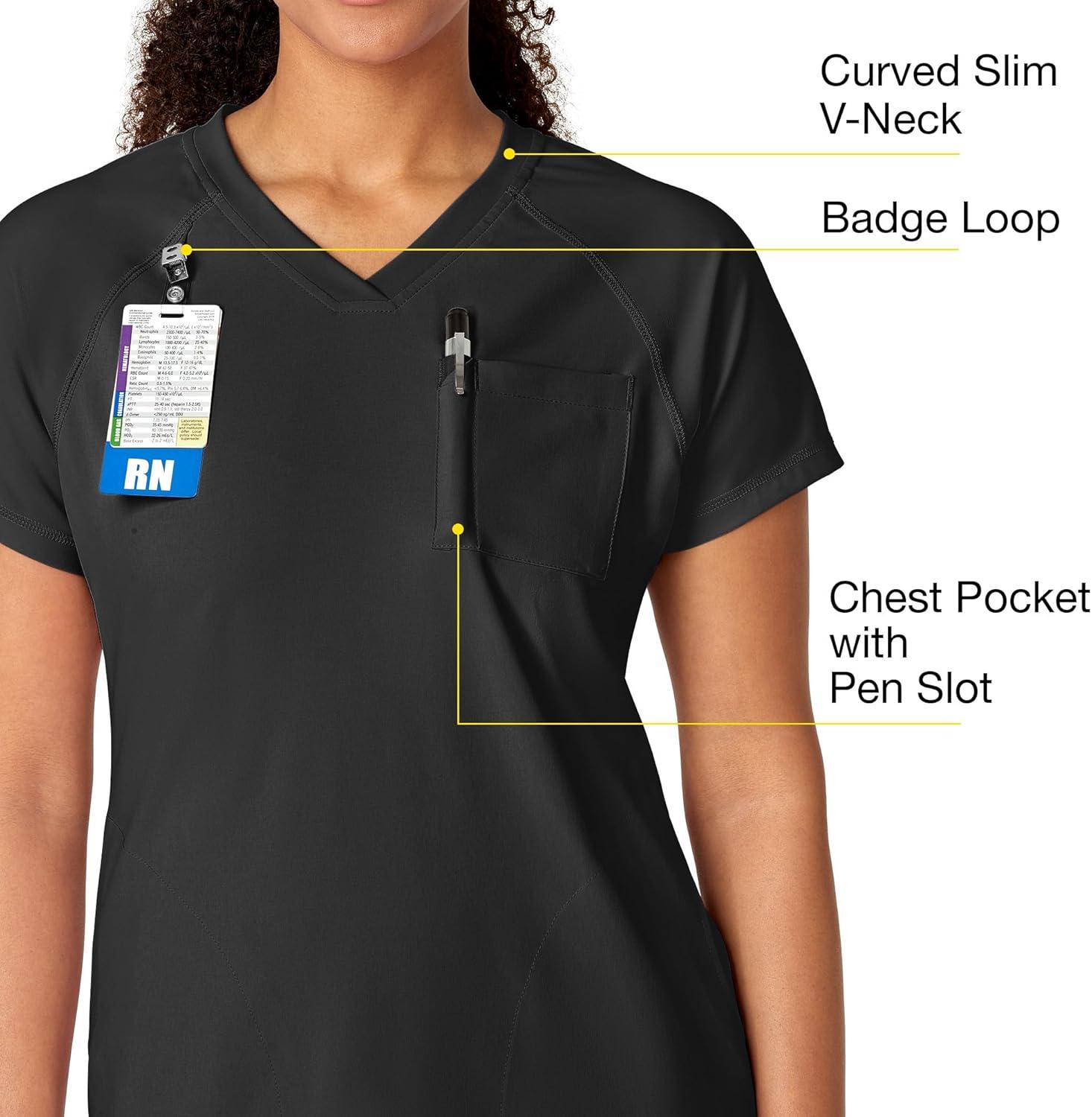 imageWonderWink Renew Womens Yoga VNeck Scrub Top Black L