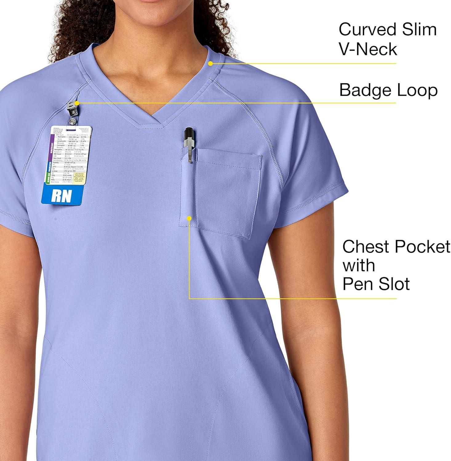 imageWonderWink Renew Womens Yoga VNeck Scrub Top Ceil Blue S