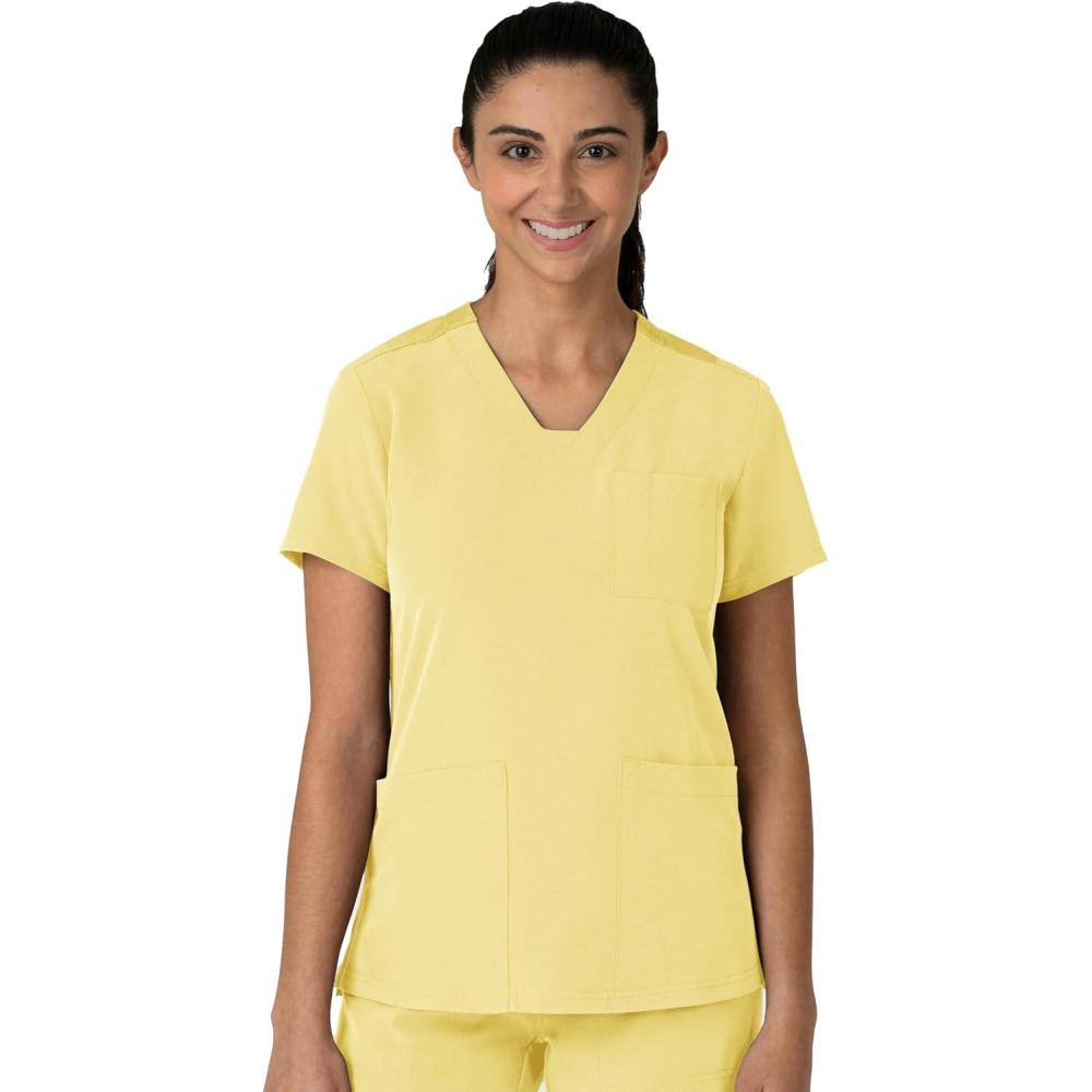 imageWink Womens Womens FlexnReach VNeck Scrub TopSunshine Yellow