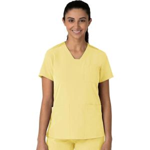 Wink Women’s Women’s Flex-n-Reach V-Neck Scrub Top(Sunshine Yellow)