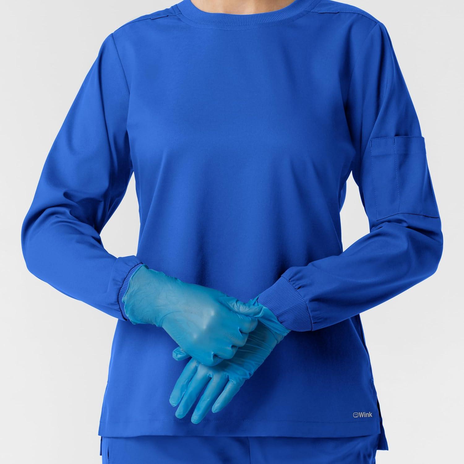 imageWink Boundless Scrubs for Women Classic Long Sleeve Scrub Tee Royal M
