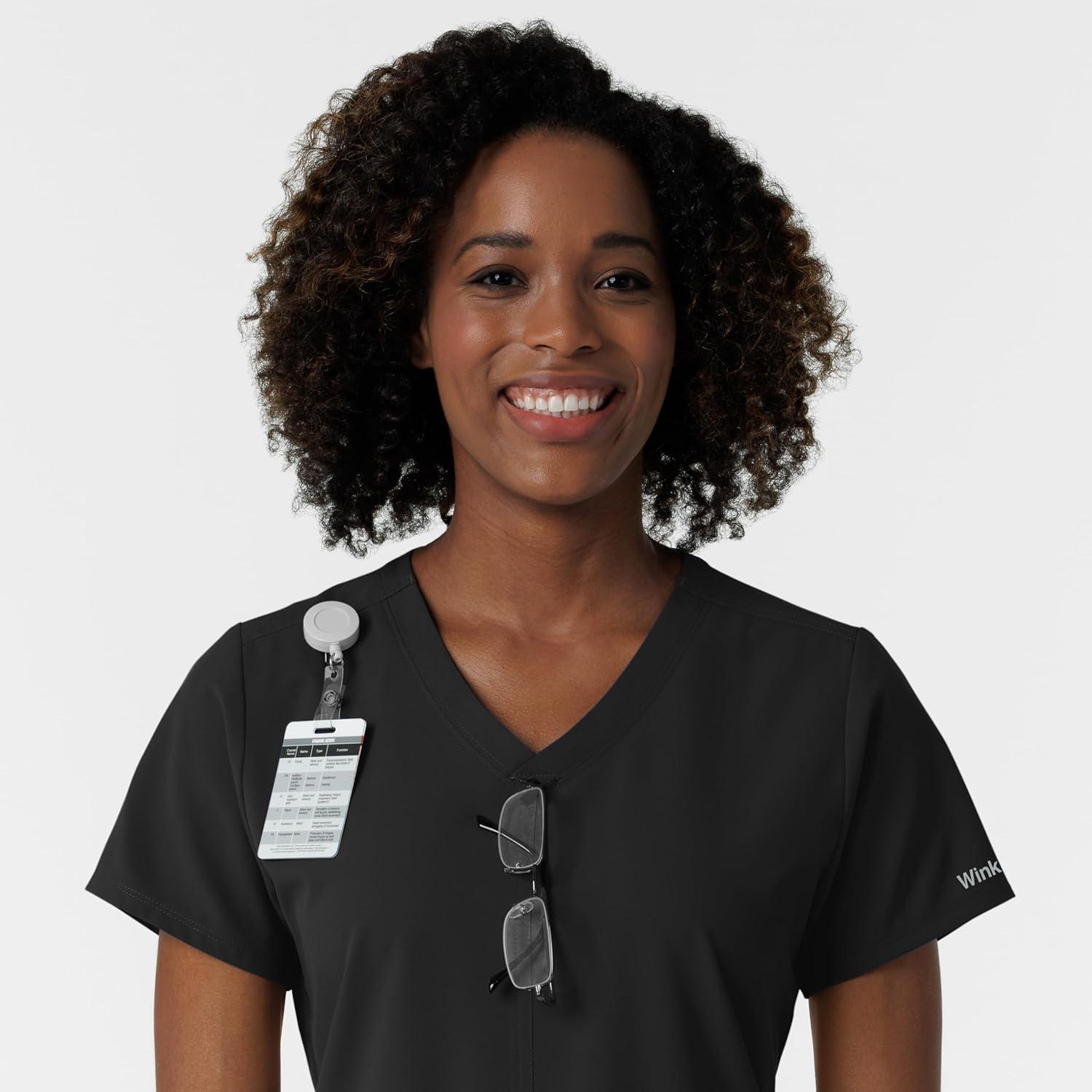 imageWink NURTUR Scrubs for Women VNeck Scrub Top Black 5X