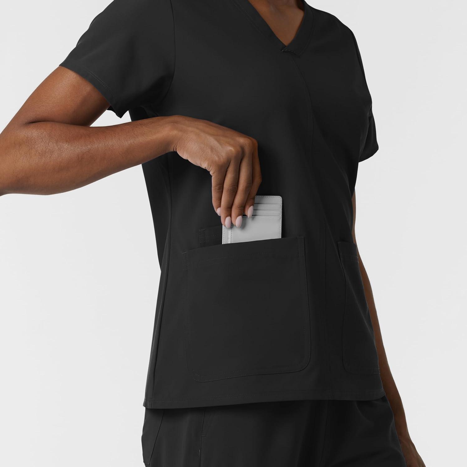 imageWink NURTUR Scrubs for Women VNeck Scrub Top Black 5X