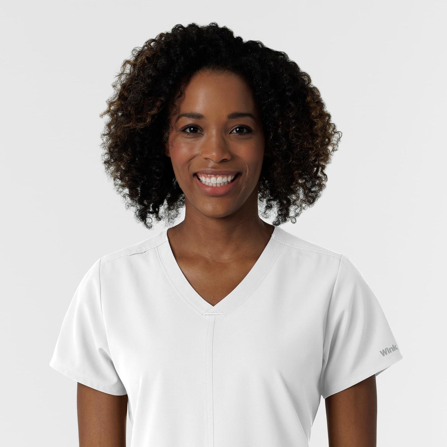 imageWink NURTUR Scrubs for Women VNeck Scrub Top White 3X