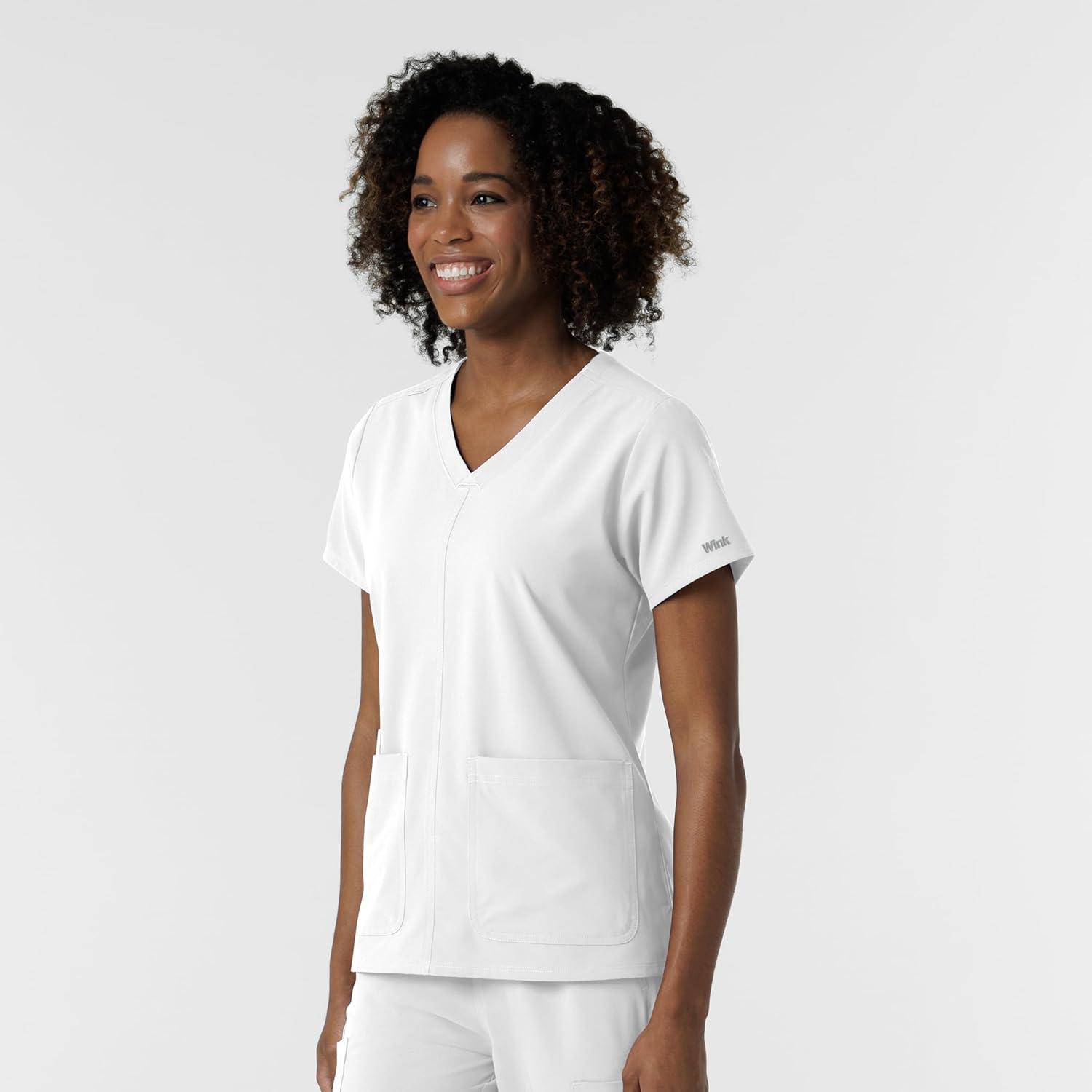 imageWink NURTUR Scrubs for Women VNeck Scrub Top White 3X