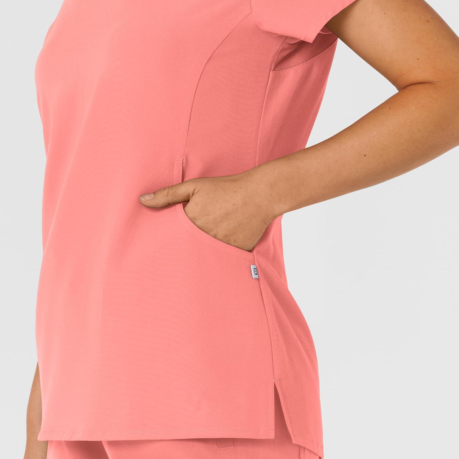 imageWink Nova Womens FlexnReach Shoulder Panel VNeck Scrub Top Paradise Pink 2X