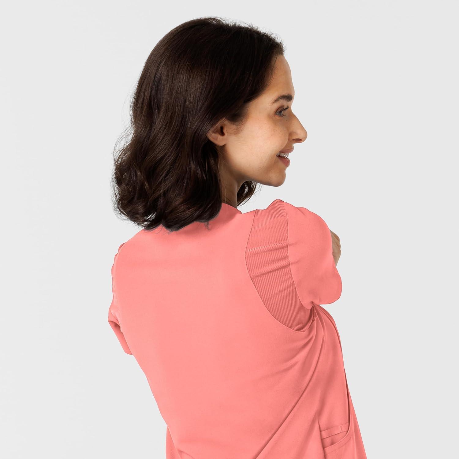 imageWink Nova Womens FlexnReach Shoulder Panel VNeck Scrub Top Paradise Pink 2X