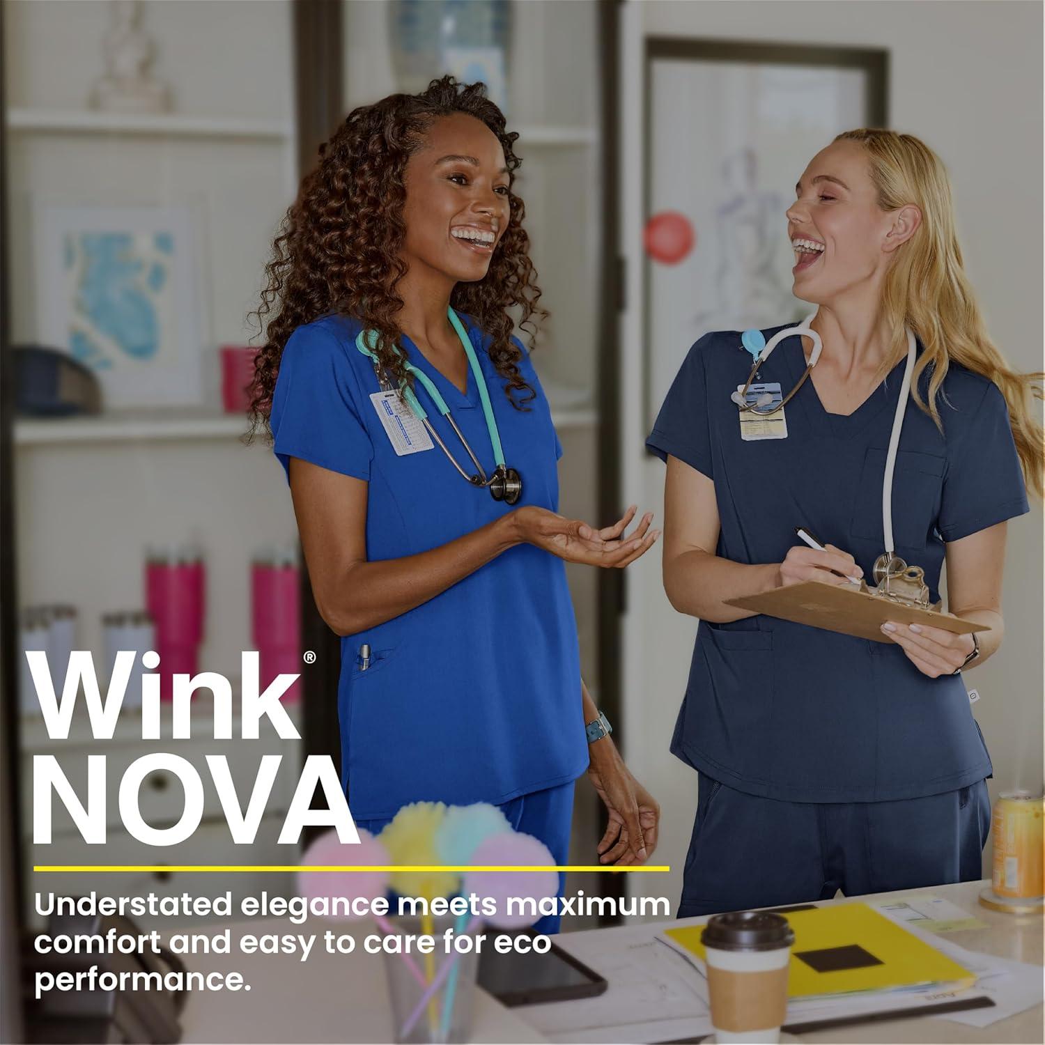 imageWink Nova Womens FlexnReach Shoulder Panel VNeck Scrub Top Paradise Pink 2X