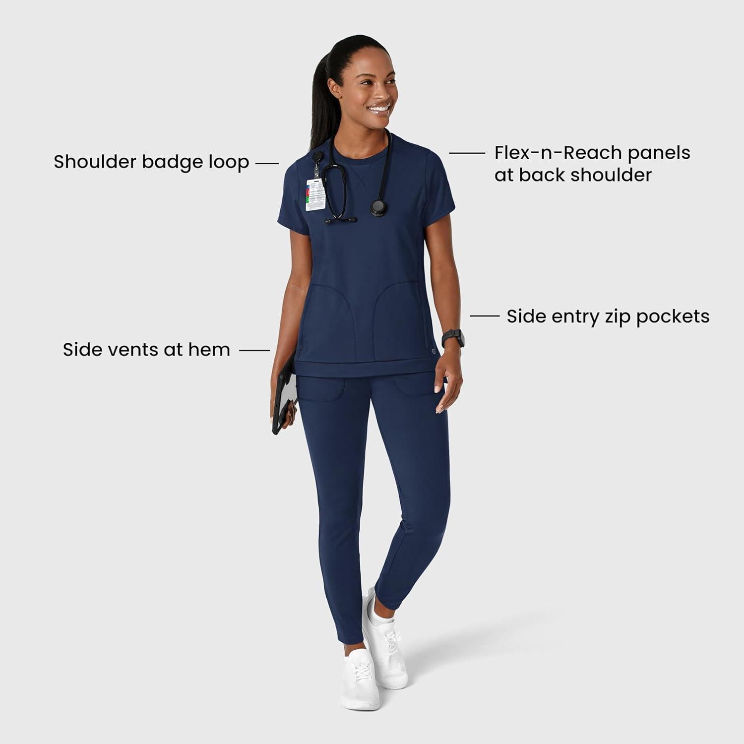 imageWink Scrubs for Women Renew FlexnReach Crew Neck Tops with 2 Pockets