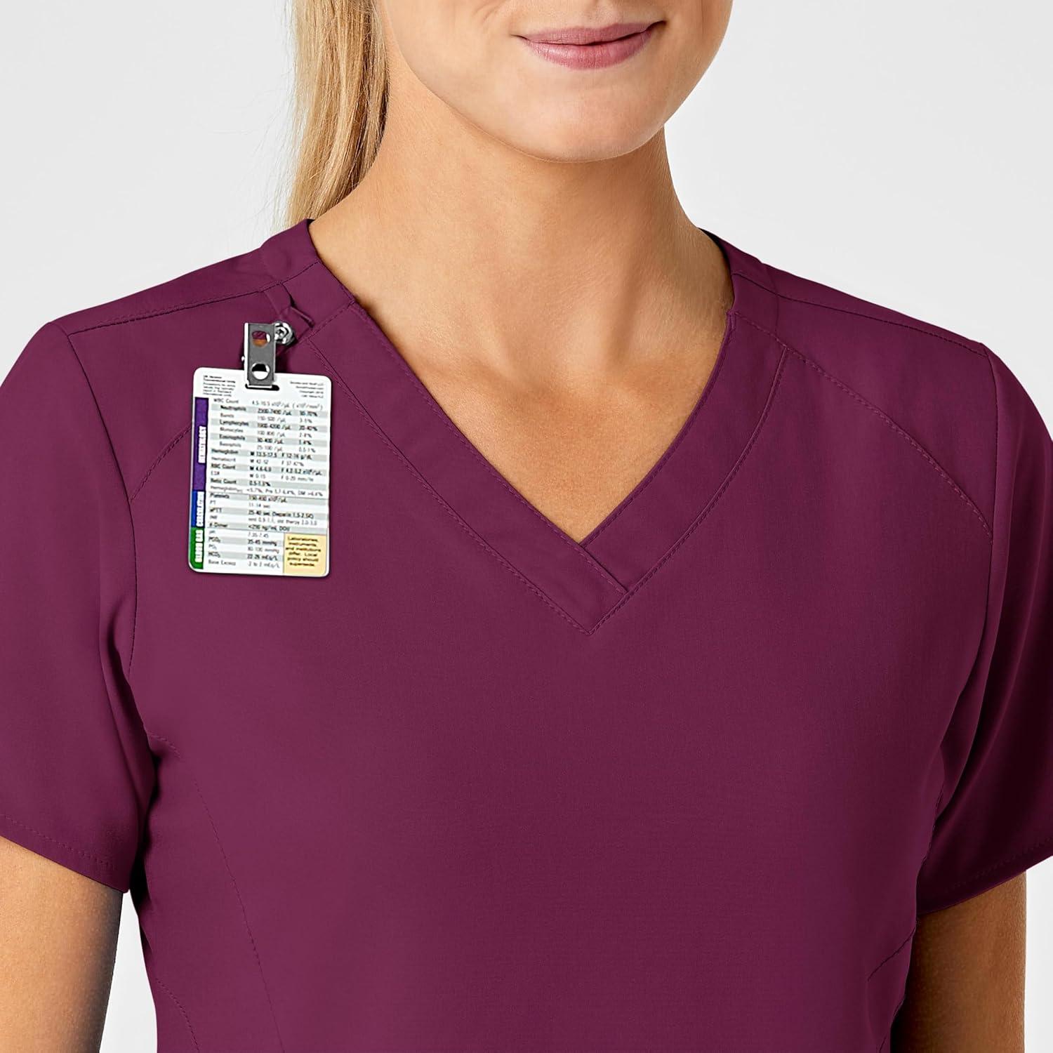 imageWink Scrubs for Women W123 Stylized VNeck Tops with 5 Pockets Wine