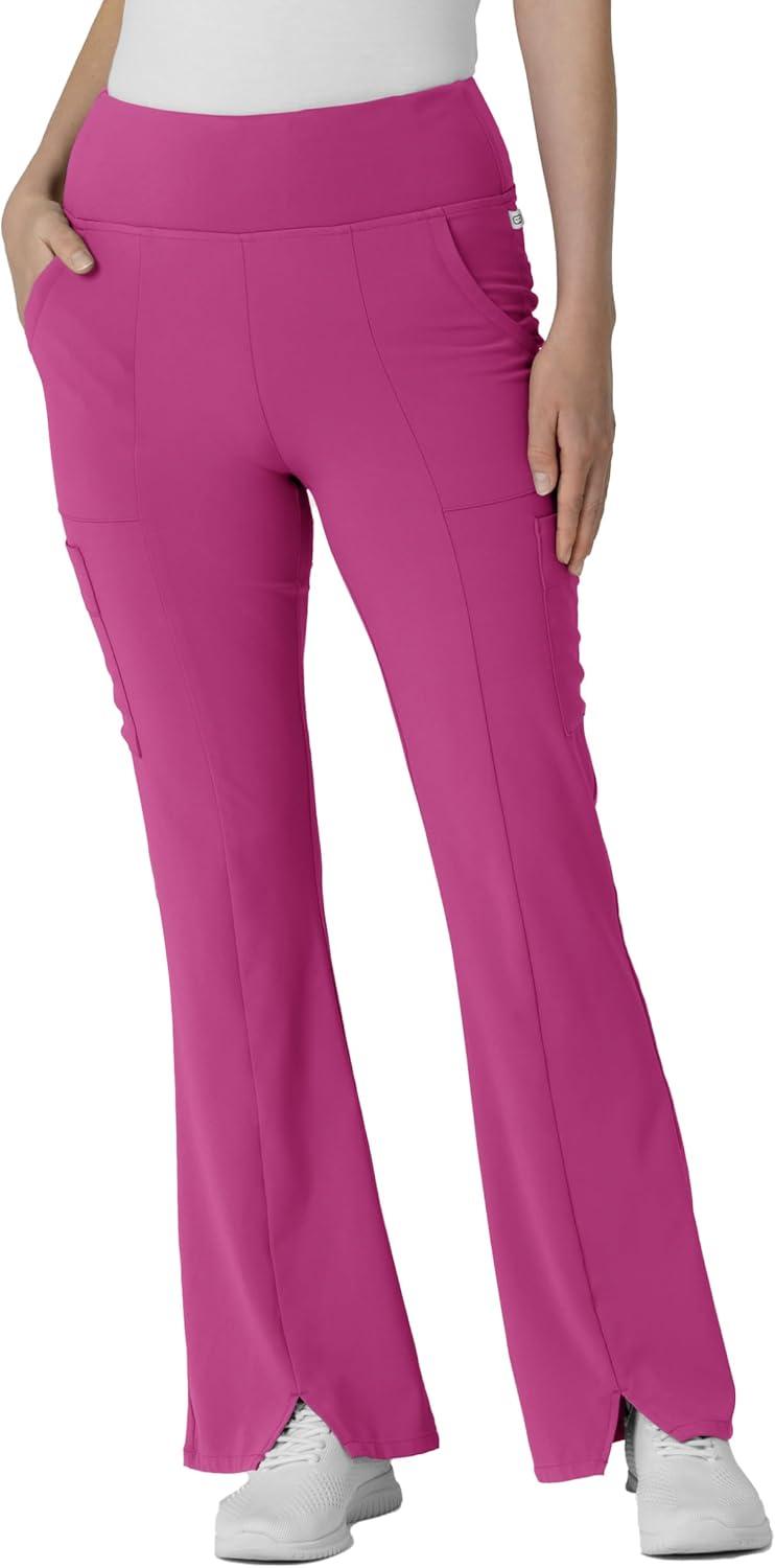 imageWink Womens Cargo Flare Scrub Pant Raspberry 1X Petite