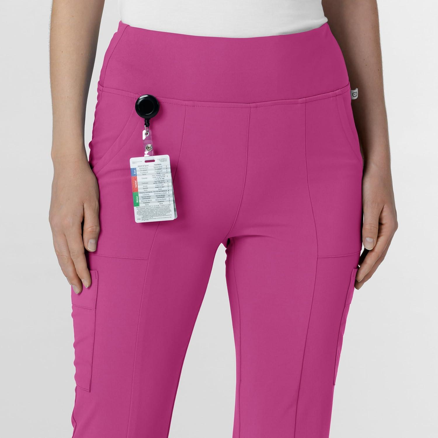 imageWink Womens Cargo Flare Scrub Pant Raspberry 1X Petite