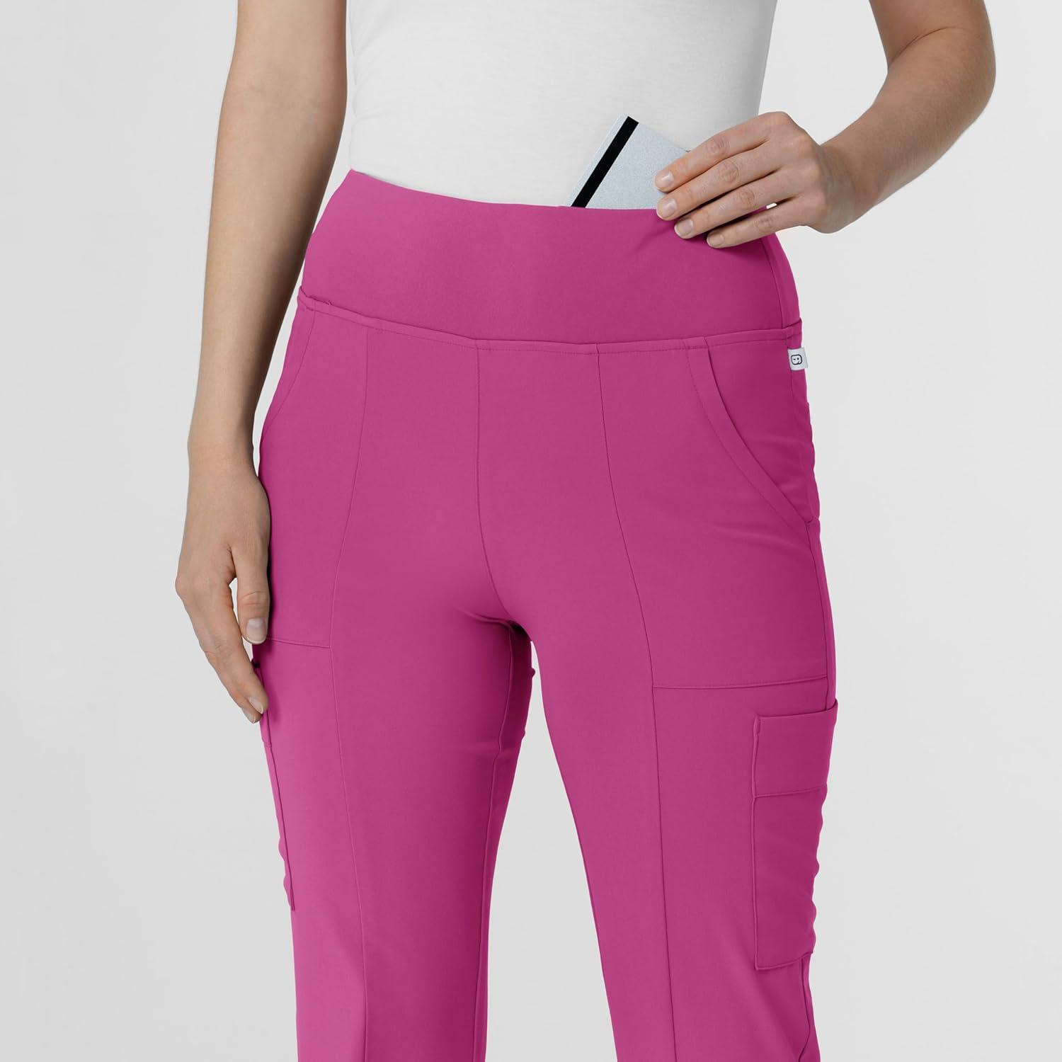 imageWink Womens Cargo Flare Scrub Pant Raspberry 1X Petite