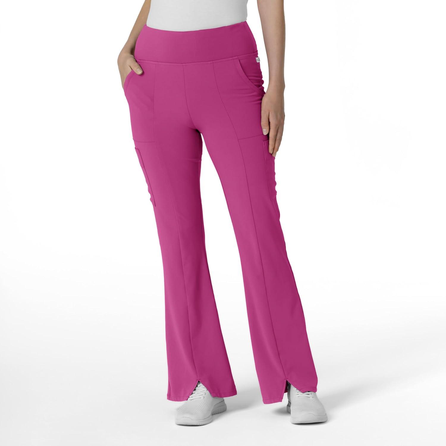 imageWink Womens Cargo Flare Scrub Pant Raspberry 1X Petite