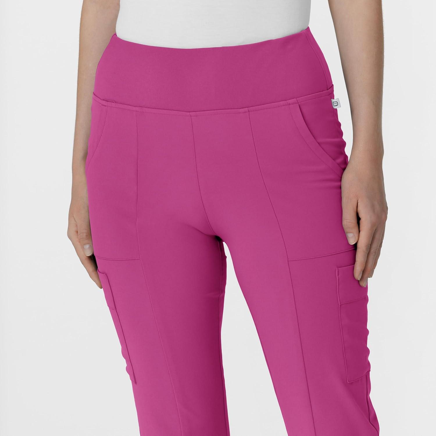 imageWink Womens Cargo Flare Scrub Pant Raspberry 1X Petite
