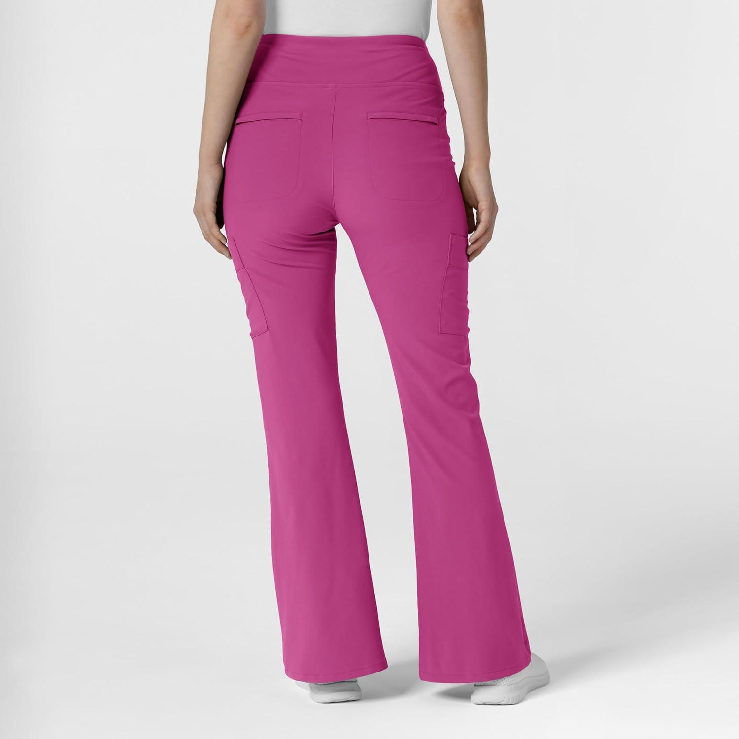 imageWink Womens Cargo Flare Scrub Pant Raspberry 1X Petite