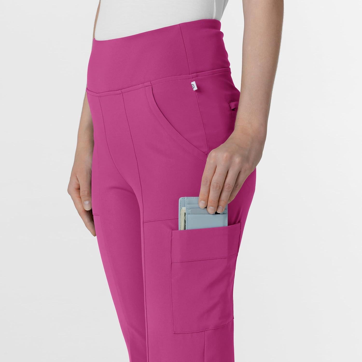 imageWink Womens Cargo Flare Scrub Pant Raspberry 1X Petite