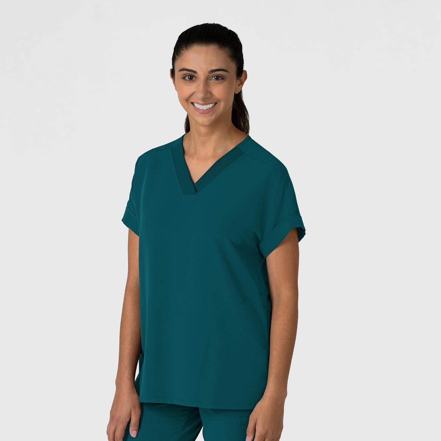 imageWink Womens Womens Drop Shoulder Boxy Scrub TopCaribbean