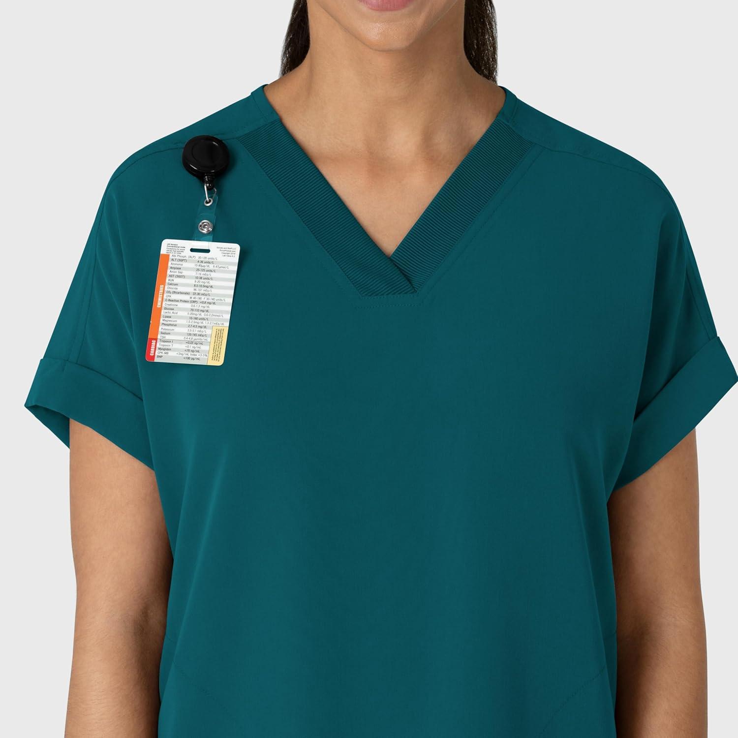 imageWink Womens Womens Drop Shoulder Boxy Scrub TopCaribbean