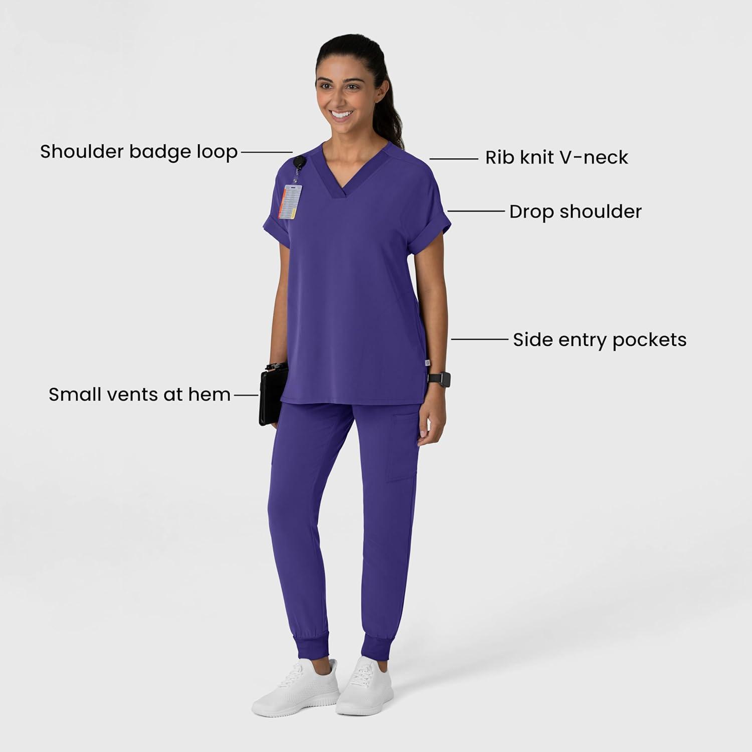 imageWink Womens Womens Drop Shoulder Boxy Scrub TopGrape