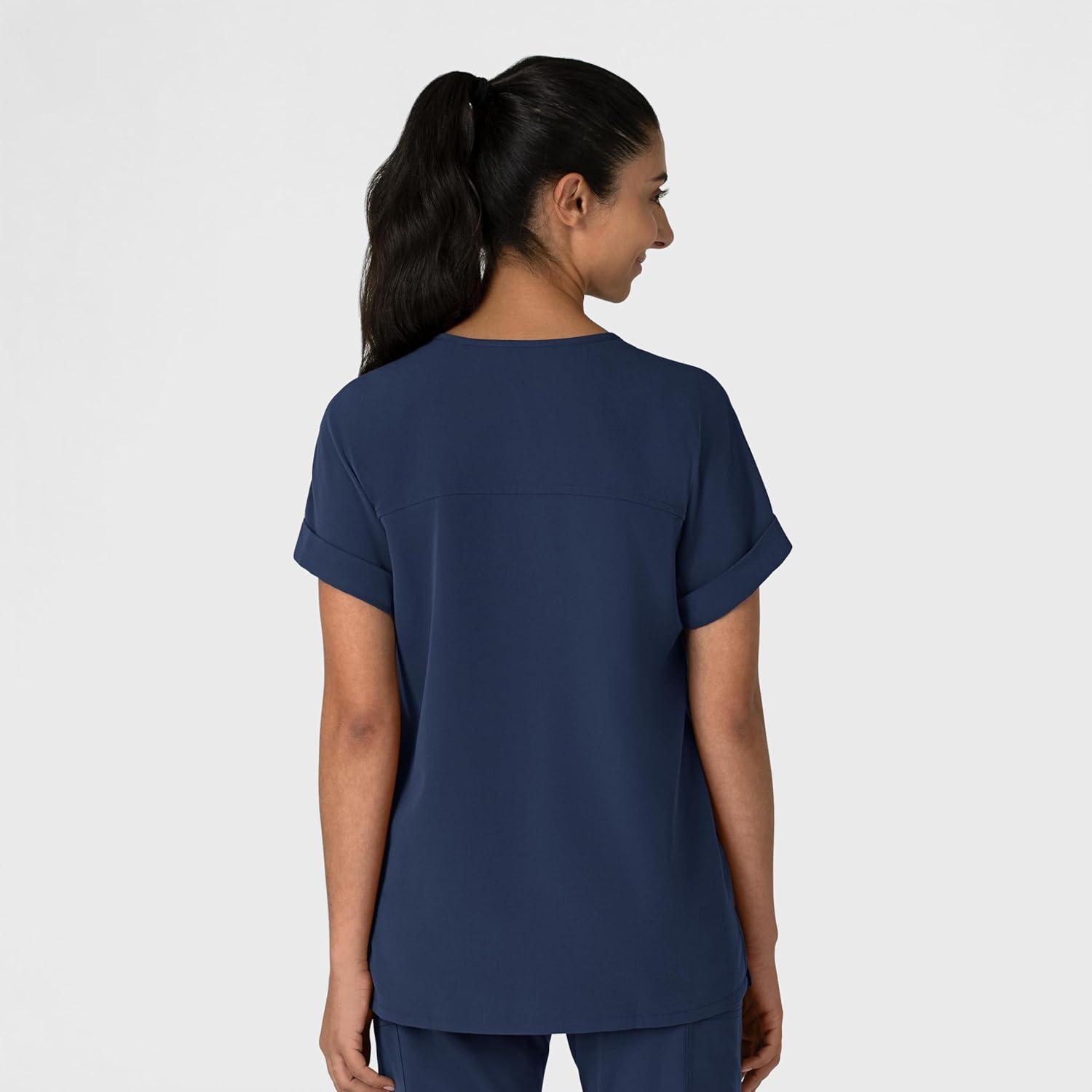 imageWink Womens Womens Drop Shoulder Boxy Scrub TopNavy