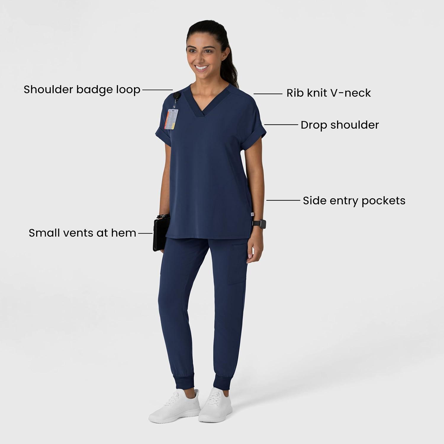 imageWink Womens Womens Drop Shoulder Boxy Scrub TopNavy