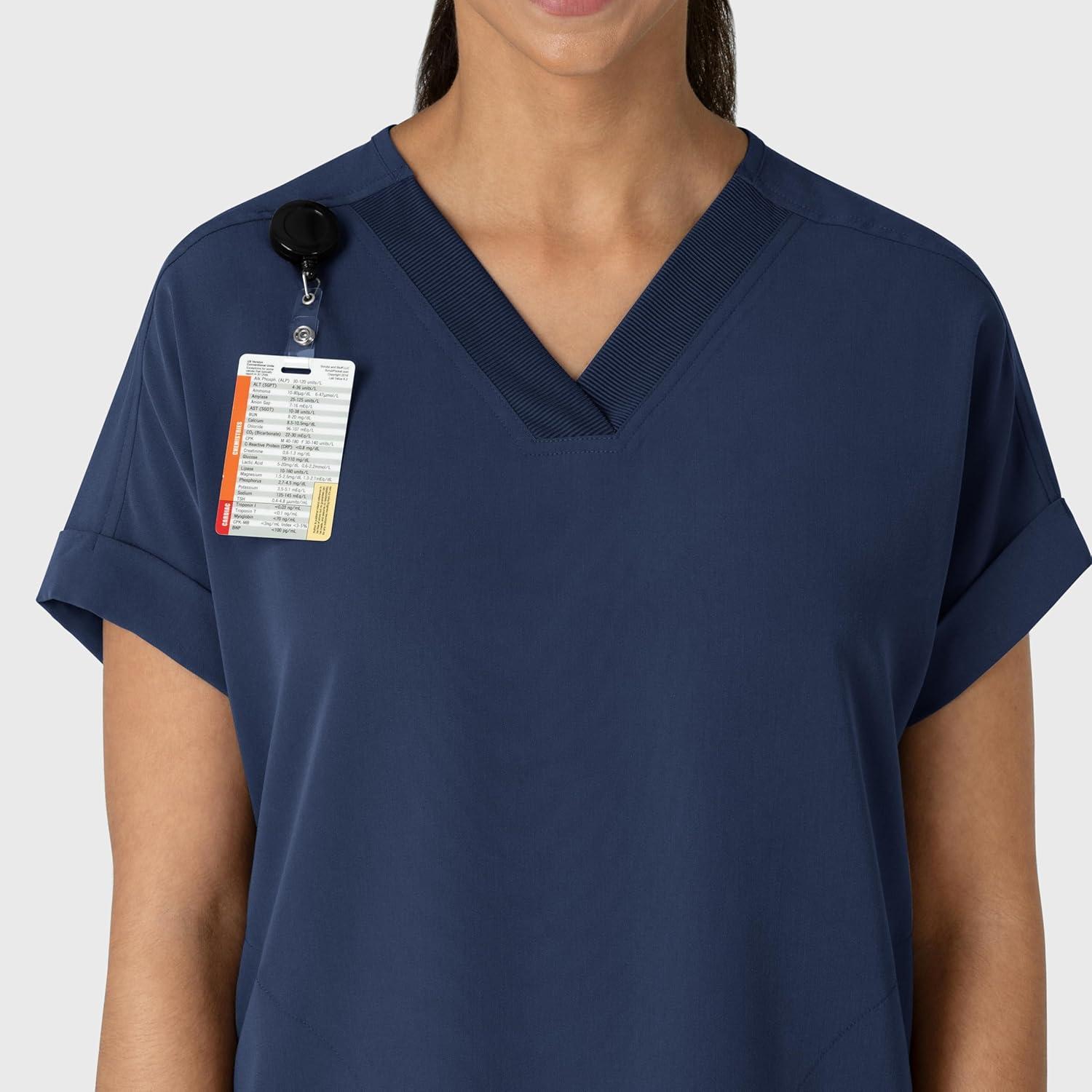 imageWink Womens Womens Drop Shoulder Boxy Scrub TopNavy