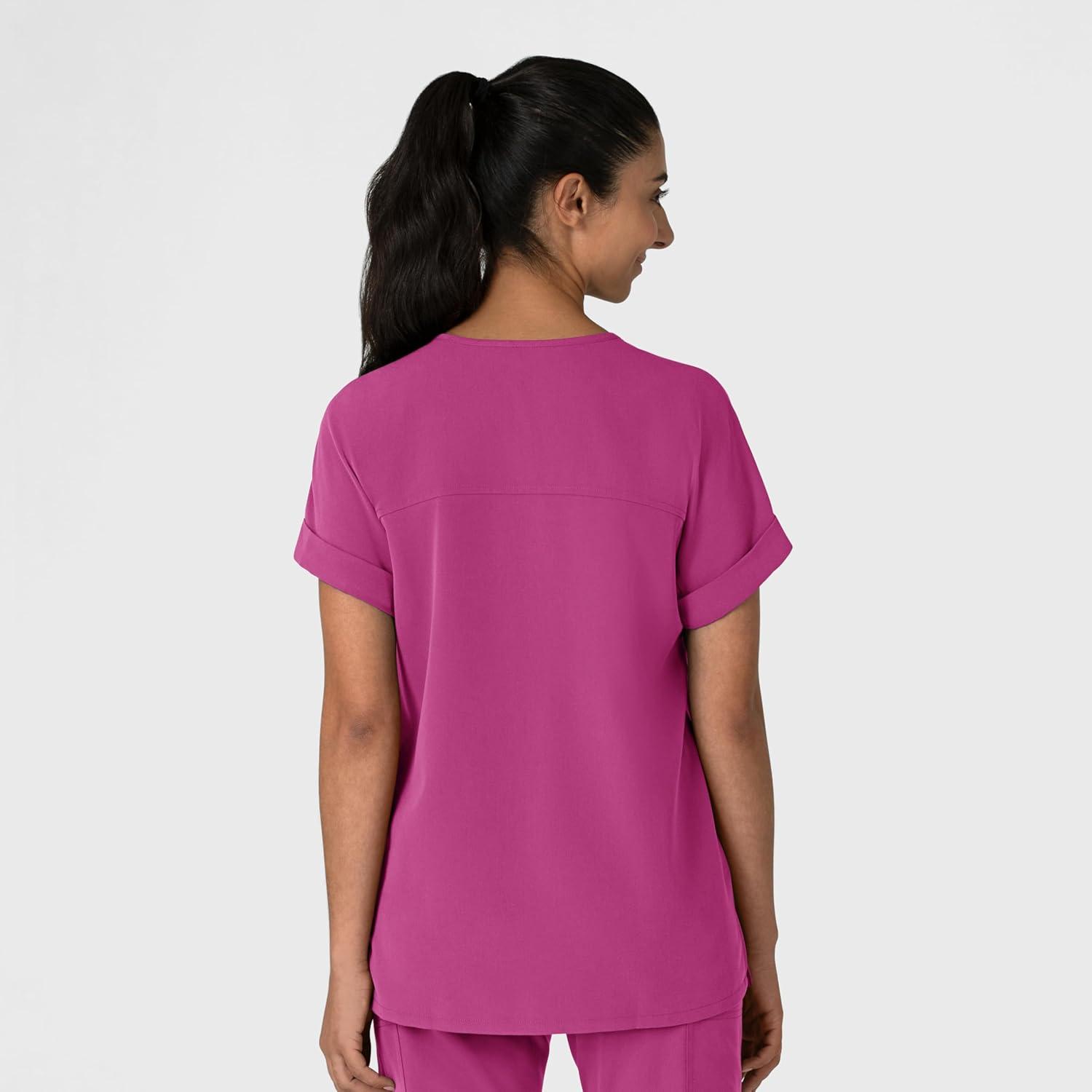 imageWink Womens Womens Drop Shoulder Boxy Scrub TopRaspberry
