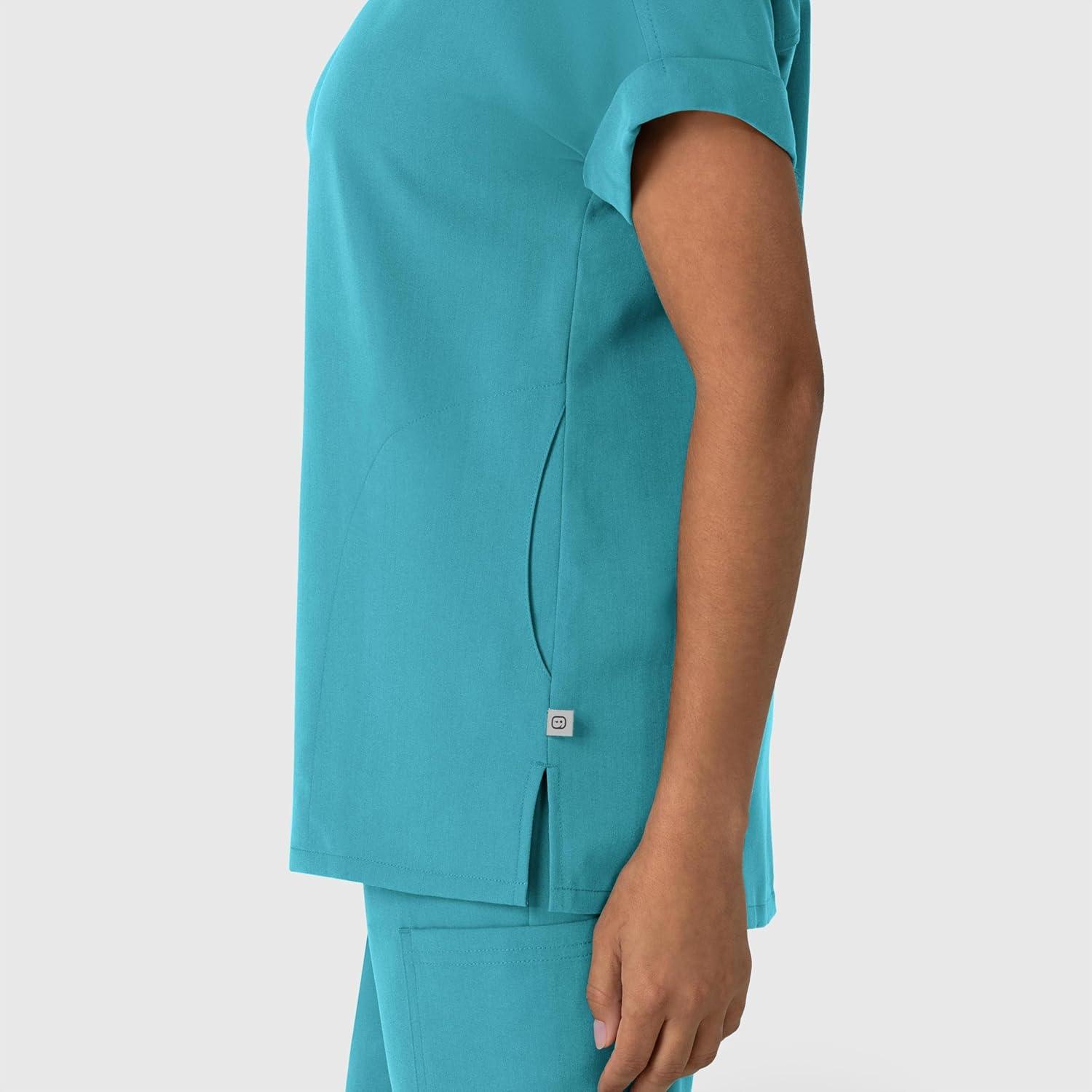 imageWink Womens Womens Drop Shoulder Boxy Scrub TopTeal Blue