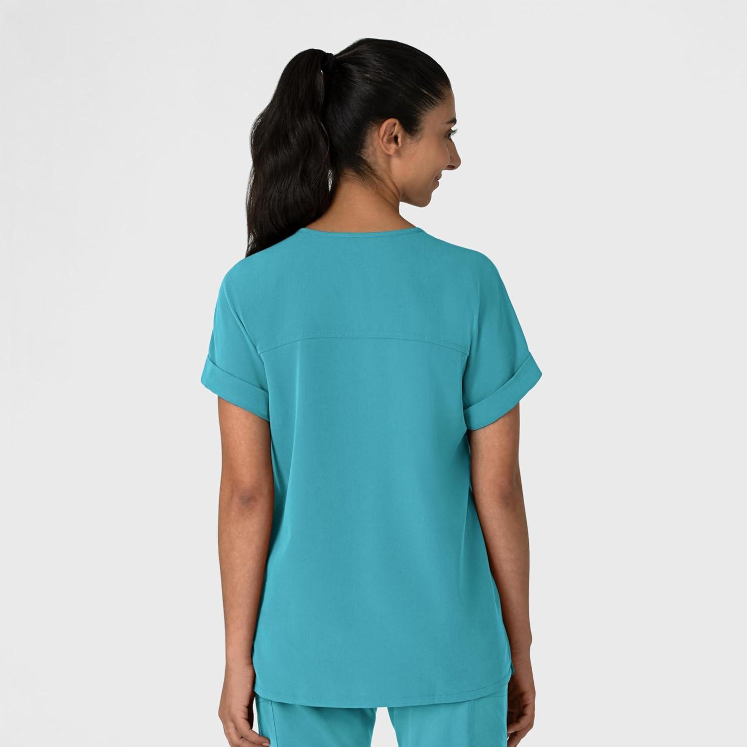 imageWink Womens Womens Drop Shoulder Boxy Scrub TopTeal Blue