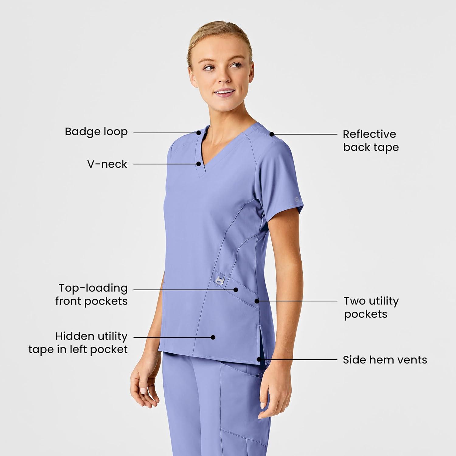 imageWink Womens Womens Stylized VNeck Scrub TopCaribbean Blue