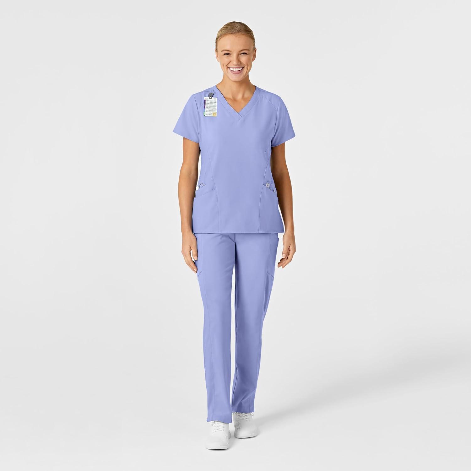 imageWink Womens Womens Stylized VNeck Scrub TopCaribbean Blue