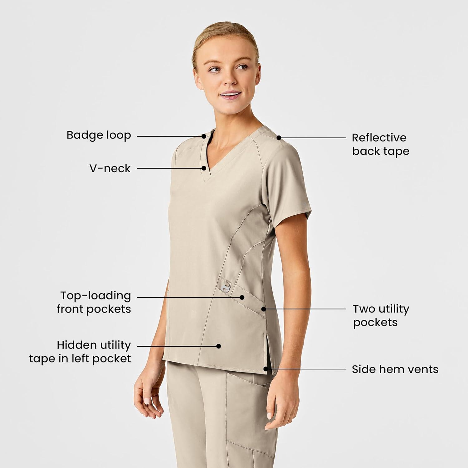imageWink Womens Womens Stylized VNeck Scrub TopKhaki