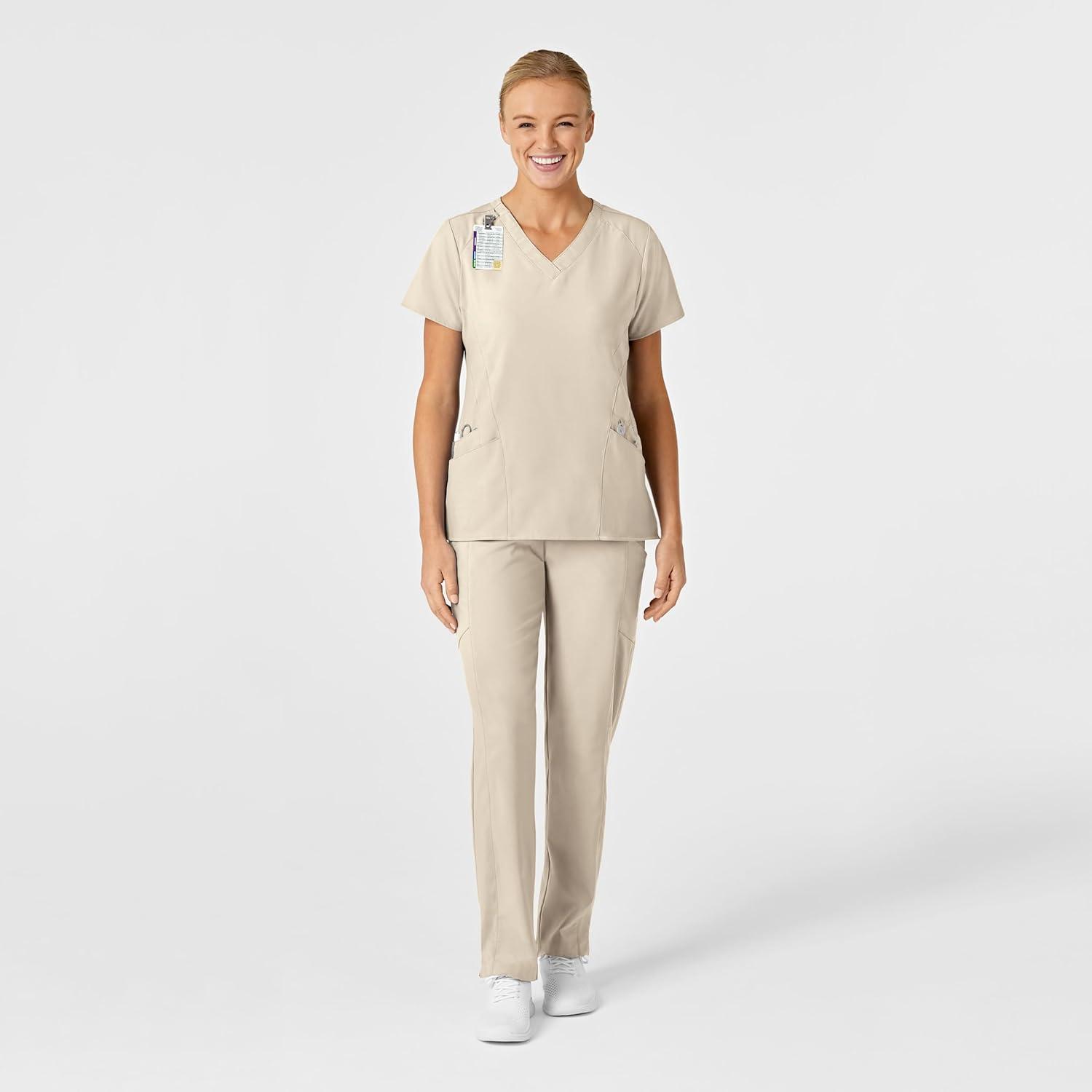 imageWink Womens Womens Stylized VNeck Scrub TopKhaki