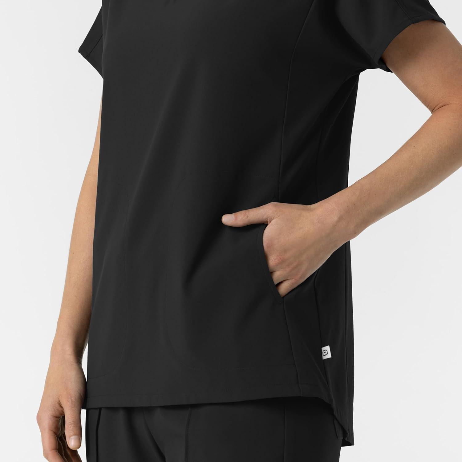 imageWink Womens Womens VNeck Tunic Scrub TopBlack