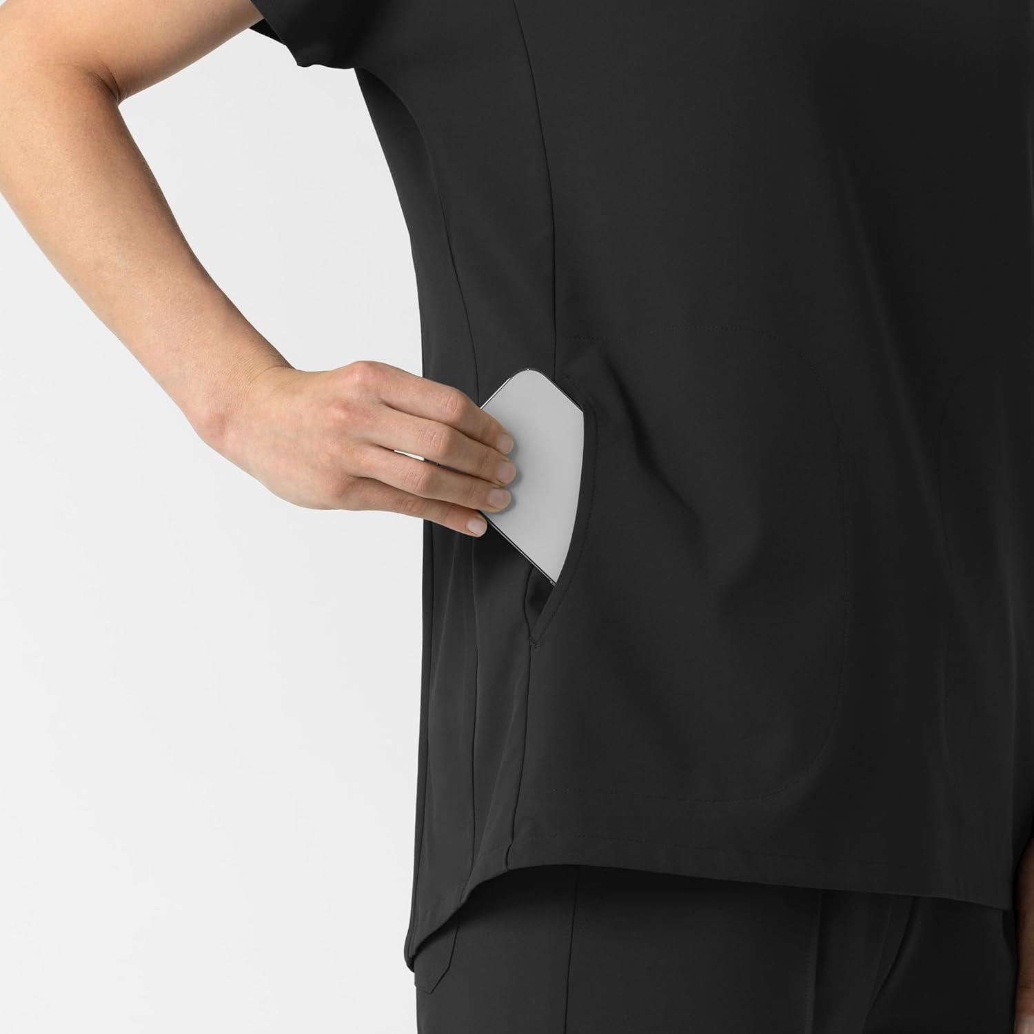 imageWink Womens Womens VNeck Tunic Scrub TopBlack