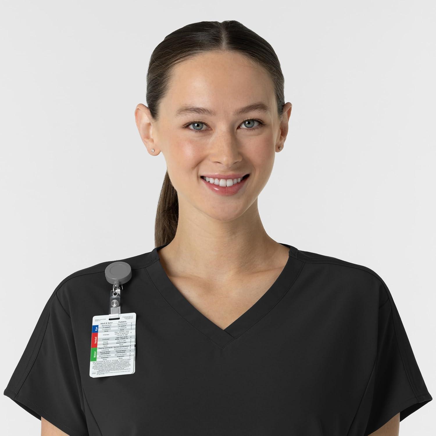 imageWink Womens Womens VNeck Tunic Scrub TopBlack