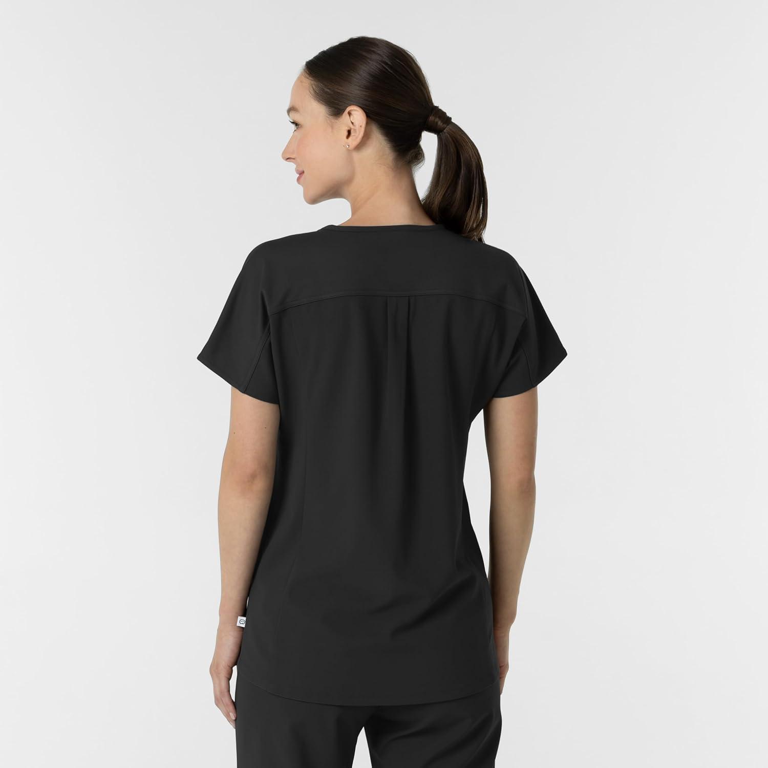imageWink Womens Womens VNeck Tunic Scrub TopBlack