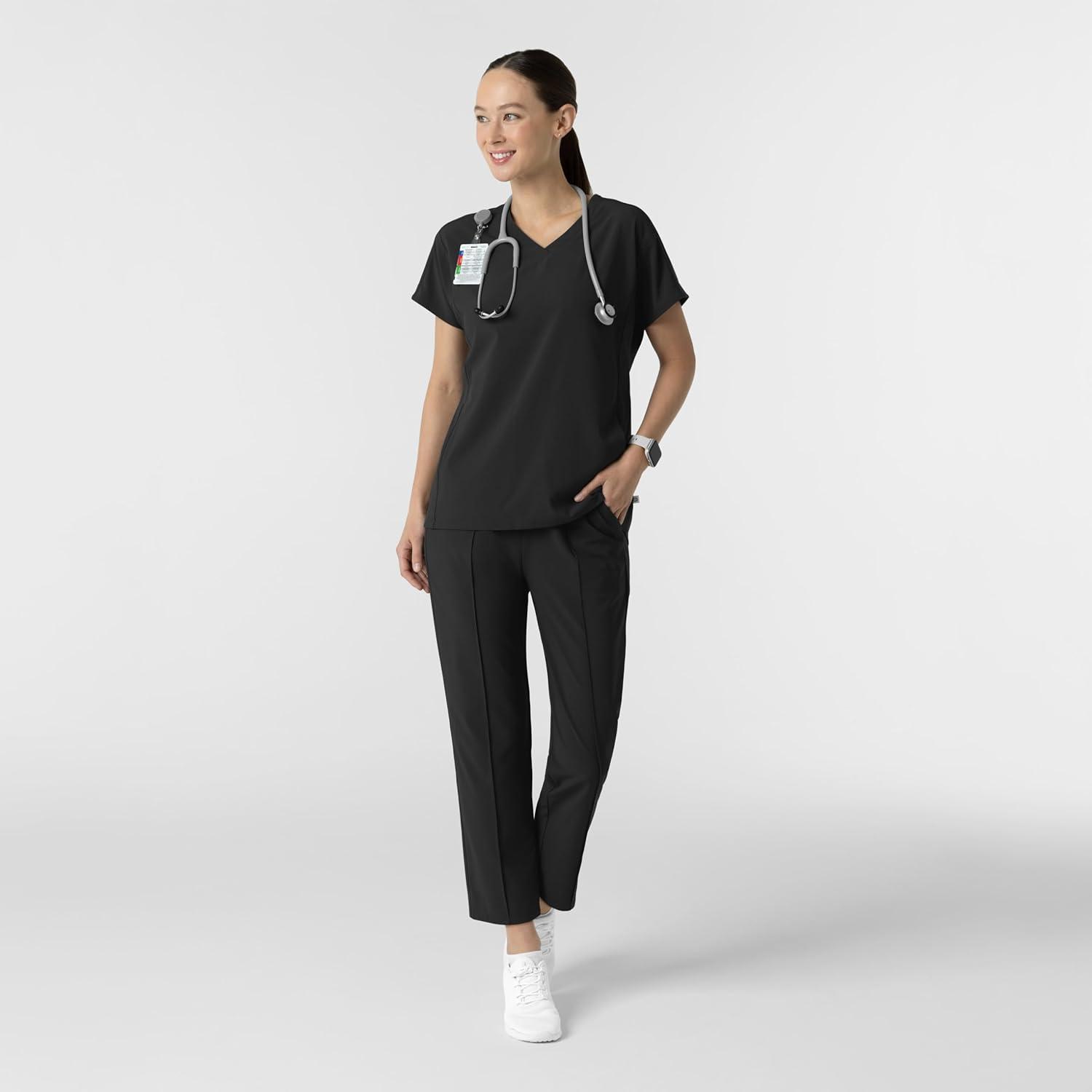 imageWink Womens Womens VNeck Tunic Scrub TopBlack