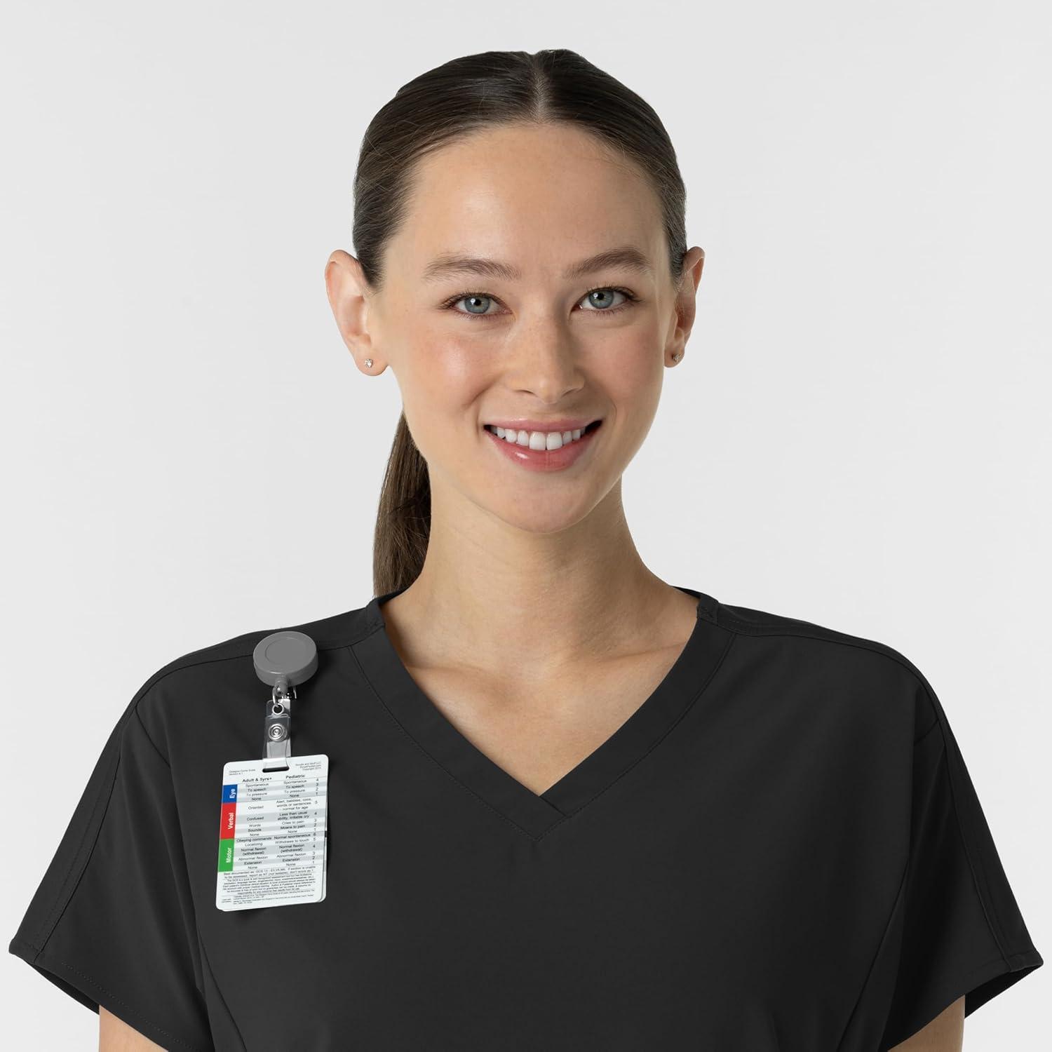 imageWink Womens Womens VNeck Tunic Scrub TopBlack
