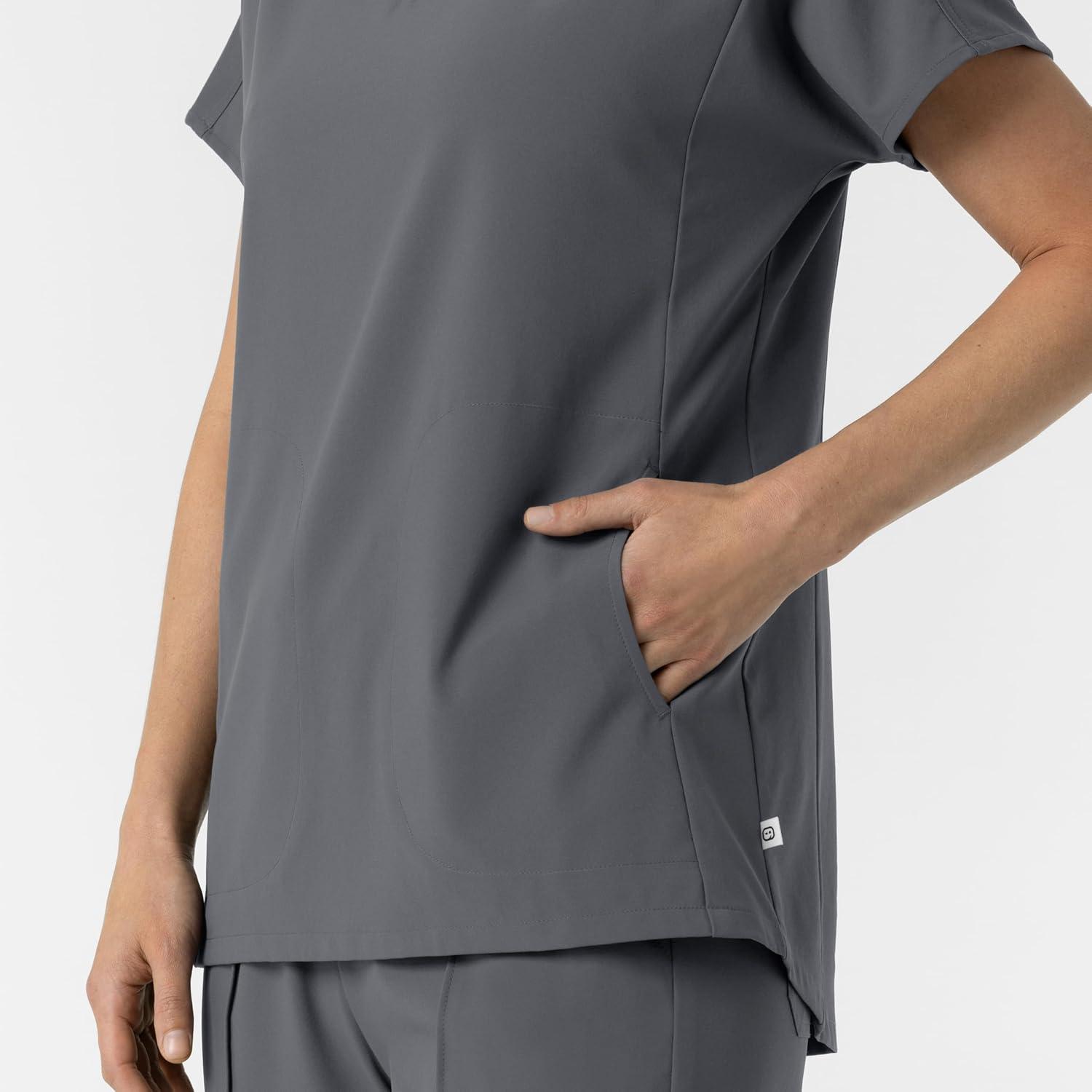 imageWink Womens Womens VNeck Tunic Scrub TopPewter