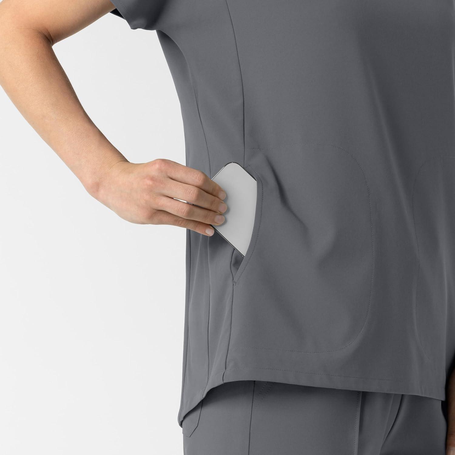 imageWink Womens Womens VNeck Tunic Scrub TopPewter