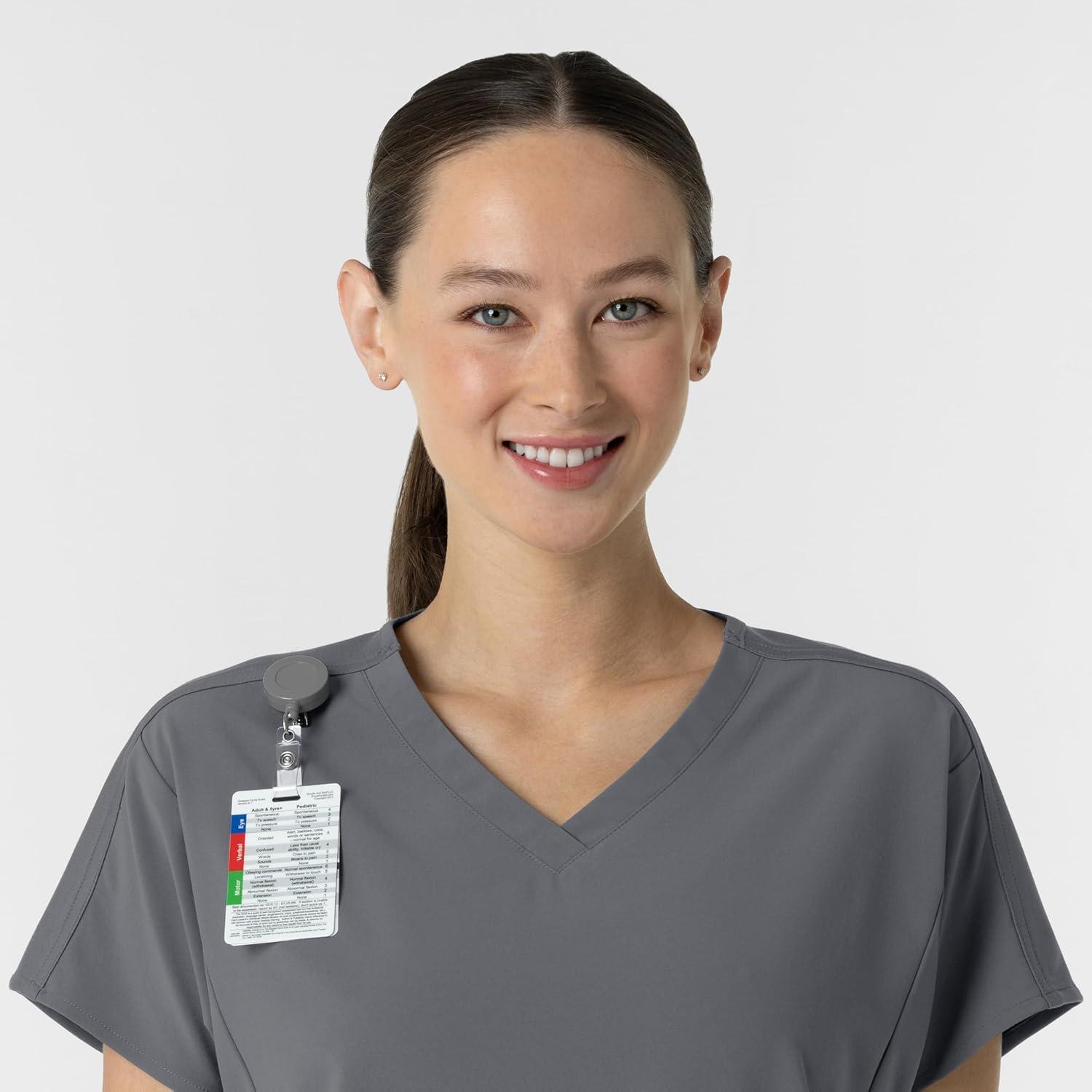 imageWink Womens Womens VNeck Tunic Scrub TopPewter