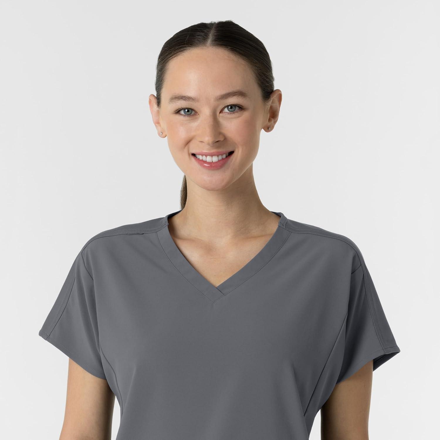 imageWink Womens Womens VNeck Tunic Scrub TopPewter